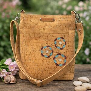 Traveling Dog Co Cork Crossbody Bag Vegan Leather Floral Boho Purse